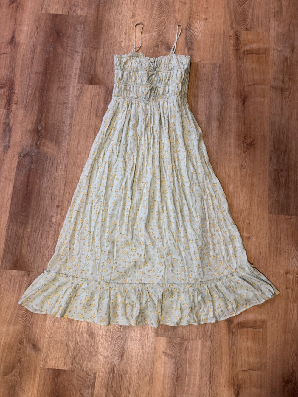 Thirty Thirty Floral Maxi Dress in Pale Mint and Yellow